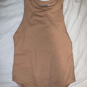 Tan sleeveless Zara bodysuit